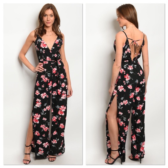 Lavender Moon Pants - LAST ONE! Black Floral Jumpsuit